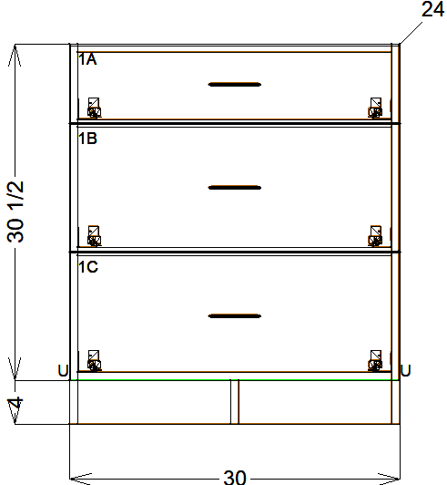 3-Drawer Bank - Frameless (RTA)