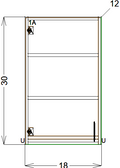 Upper Cabinet - Single Door 30in (Left Hand) - Frameless (RTA)
