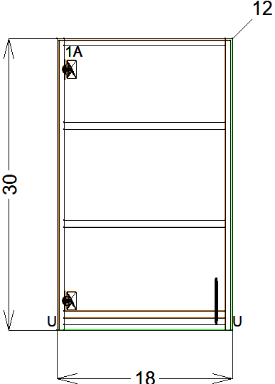 Upper Cabinet - Single Door 30in (Left Hand) - Frameless (RTA)