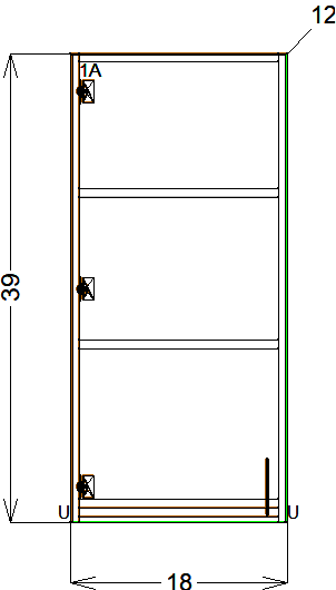 Upper Cabinet - Single Door 39in (Left Hand) - Frameless