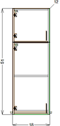 Upper Cabinet - Single Door 51in Stacked (Left Hand) - Frameless