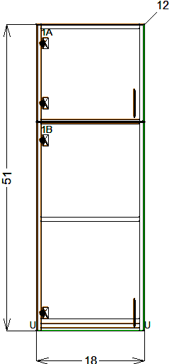 Upper Cabinet - Single Door 51in Stacked (Left Hand) - Frameless (RTA)