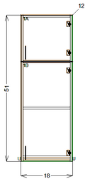 Upper Cabinet - Single Door 51in Stacked (Right Hand) - Frameless (RTA)