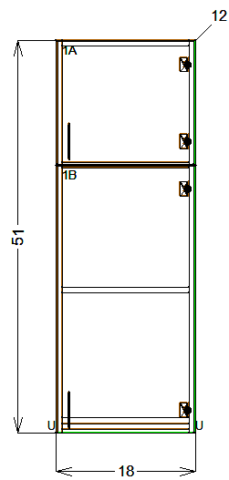 Upper Cabinet - Single Door 51in Stacked (Right Hand) - Frameless (RTA)